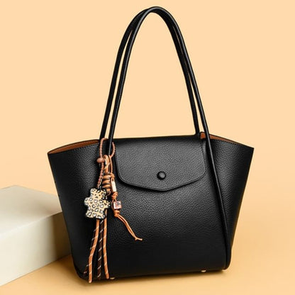 Flap Faux Leather Tote Bag