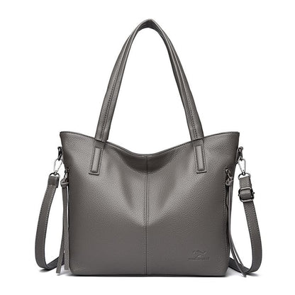 Faux Leather Crossbody Tote Bag