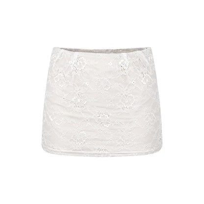 Lace Crop Top and Mini Pencil Skirt Set