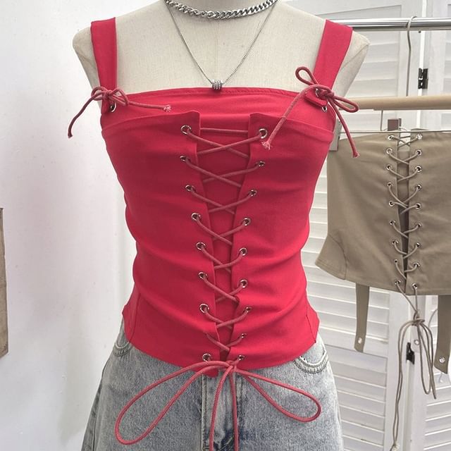 Simple Lace Up Camisole Top