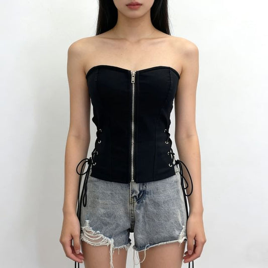 Strapless Zip Tube Top