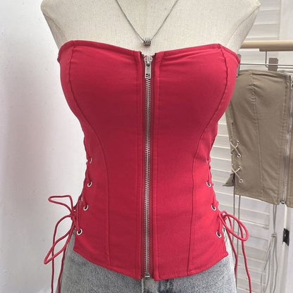 Strapless Zip Tube Top