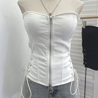 Strapless Zip Tube Top