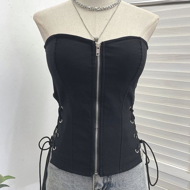 Strapless Zip Tube Top