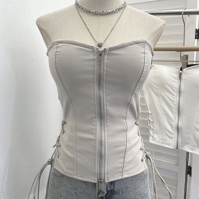 Strapless Zip Tube Top