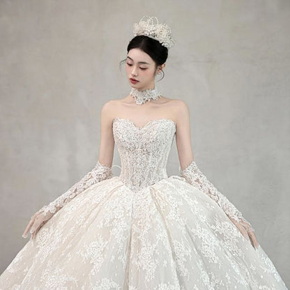 Strapless Sequin Lace Wedding Ball Gown (Various Designs)