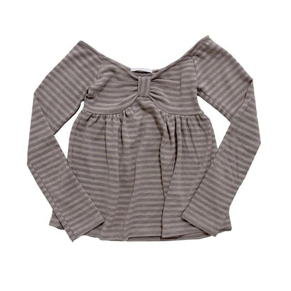 Off-Shoulder Striped Long-Sleeve Tee
