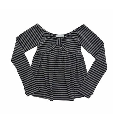 Off-Shoulder Striped Long-Sleeve Tee