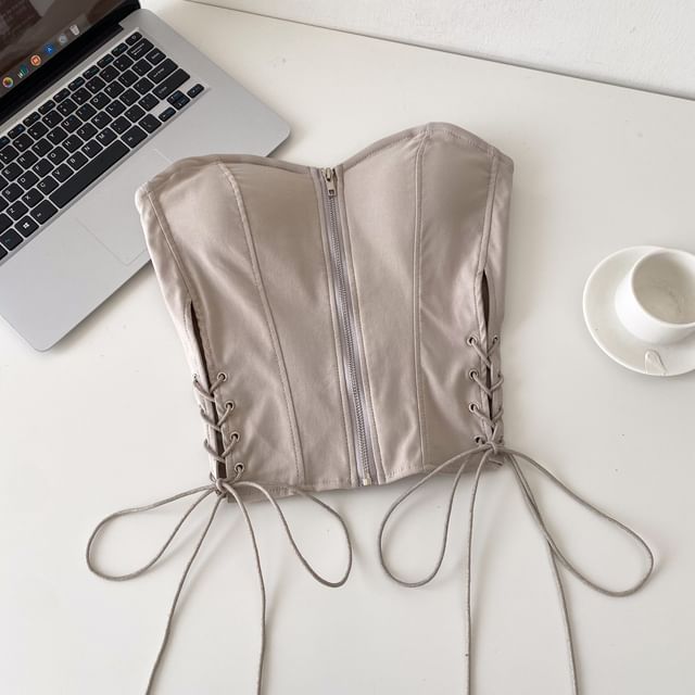 Strapless Lace Up Bustier Top