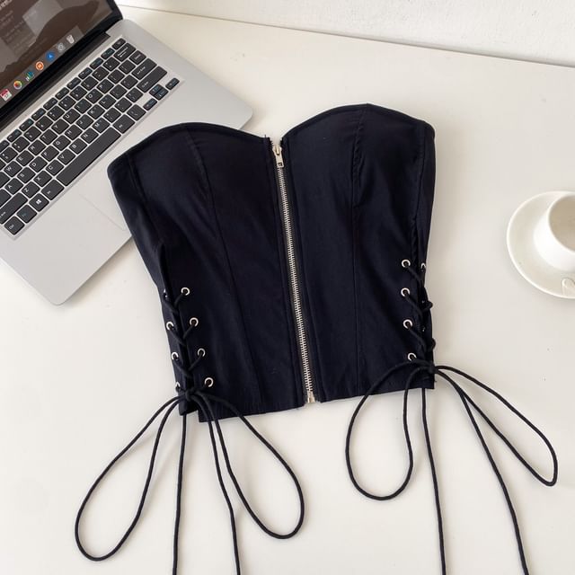 Strapless Lace Up Bustier Top