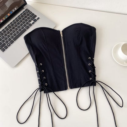 Strapless Lace Up Bustier Top
