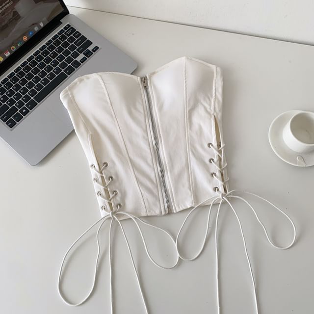 Strapless Lace Up Bustier Top