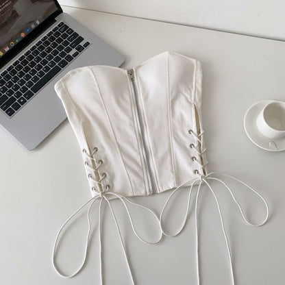 Strapless Lace Up Bustier Top
