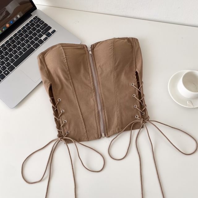 Strapless Lace Up Bustier Top