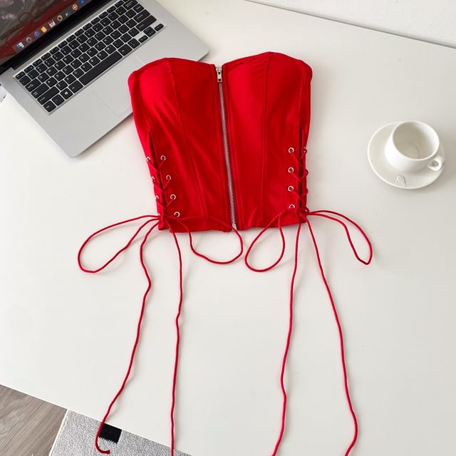 Strapless Lace Up Bustier Top