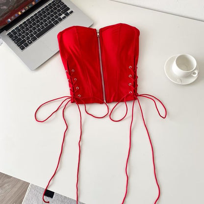 Strapless Lace Up Bustier Top