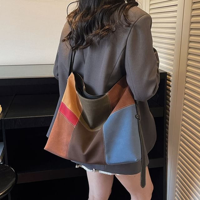 Patchwork Crossbody Tote Bag