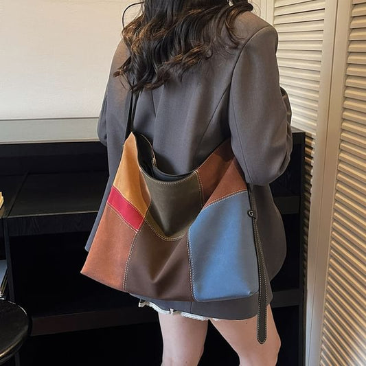 Patchwork Crossbody Tote Bag