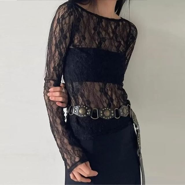 Boat Neck Lace Top