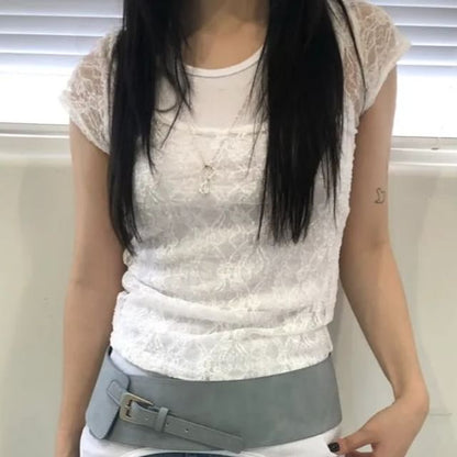 Off Shoulder Lace T-Shirt