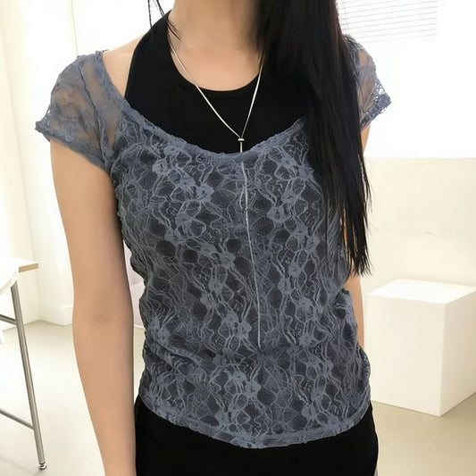 Off Shoulder Lace T-Shirt