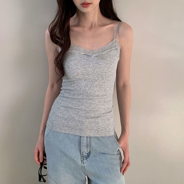Lace Trim V Neck Camisole Top