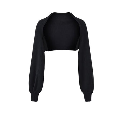 Plain Open Front Crop Cardigan / Spaghetti Strap Midi Mermaid Dress / Set