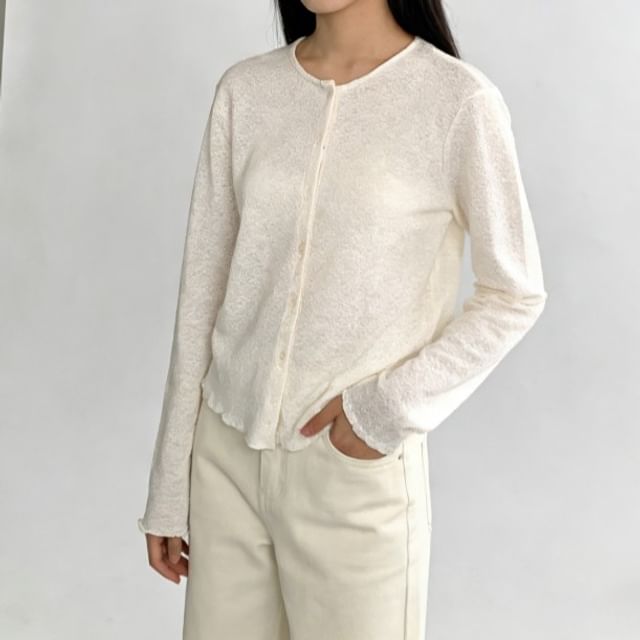 Button-Up Plain Cardigan