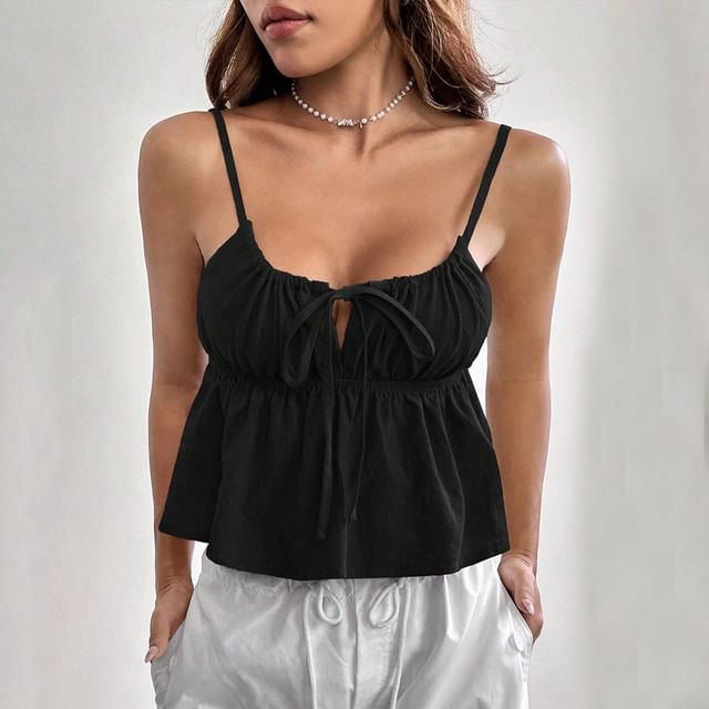 Cropped Tie-Front Camisole with Scoop Neckline