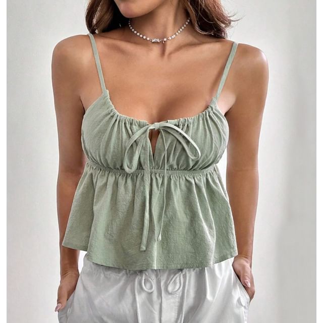Cropped Tie-Front Camisole with Scoop Neckline