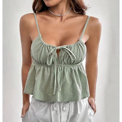 Cropped Tie-Front Camisole with Scoop Neckline
