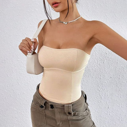 Solid Ribbed Knit Tube Top