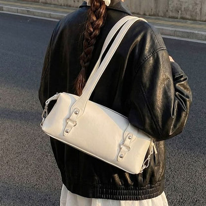 Plain Faux Leather Tote Bag
