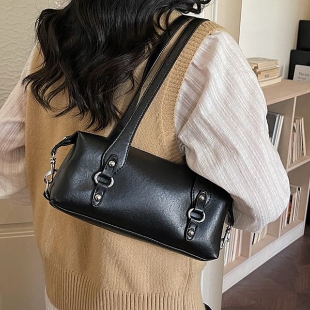 Plain Faux Leather Tote Bag