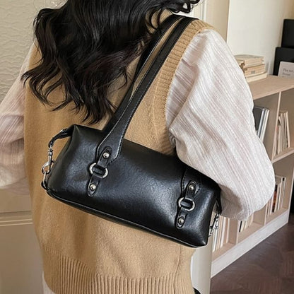 Plain Faux Leather Tote Bag