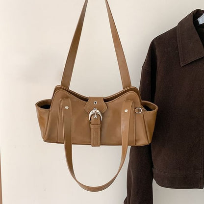 Buckled Studded Shoulder Bag