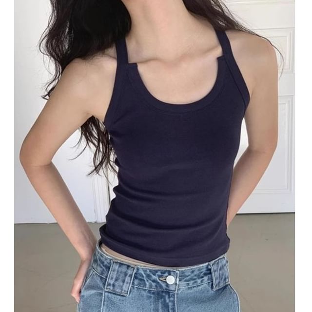 Scoop Neck Fitted Tank Top - Solid Everyday Wear