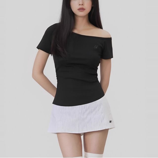 Off-Shoulder Fitted Tee - Short Sleeve Classic