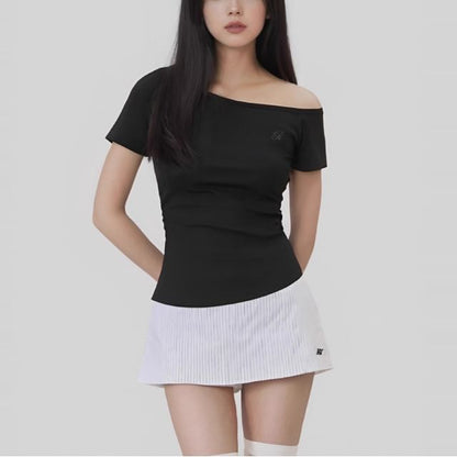 Off-Shoulder Fitted Tee - Short Sleeve Classic
