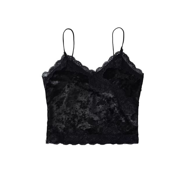 V-Neck Lace Crop Camisole Top