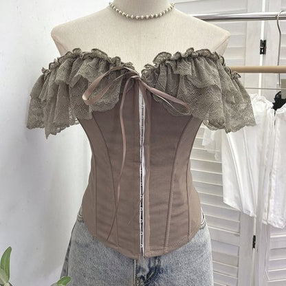 Corset Top with Off-Shoulder Neckline - Statement
