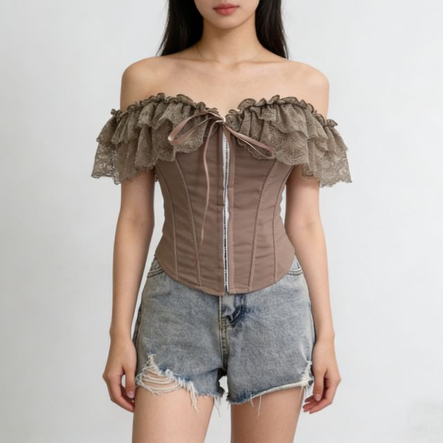Corset Top with Off-Shoulder Neckline - Statement