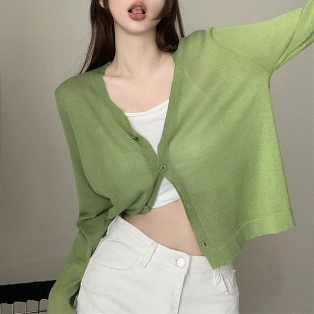 V-Neck Plain Cardigan