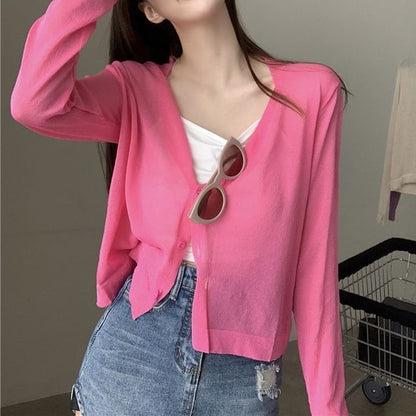 V-Neck Plain Cardigan