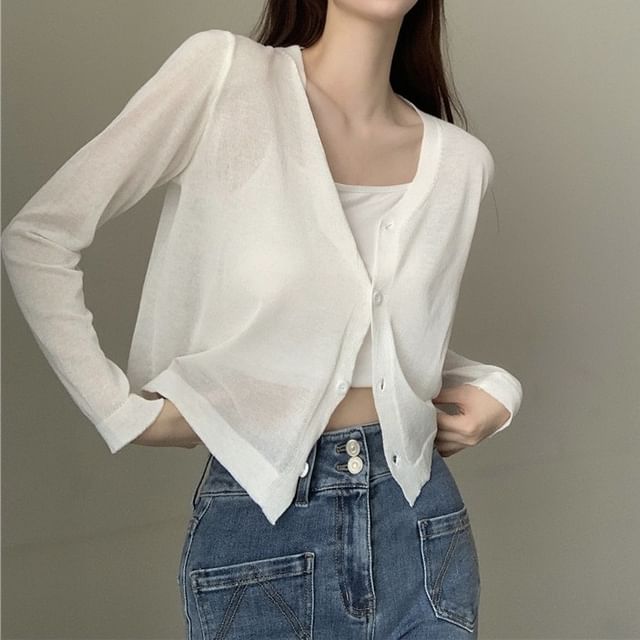 V-Neck Plain Cardigan