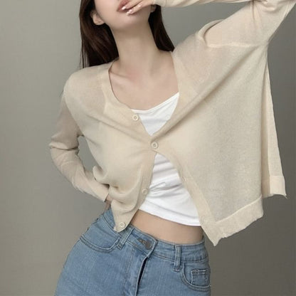 V-Neck Plain Cardigan