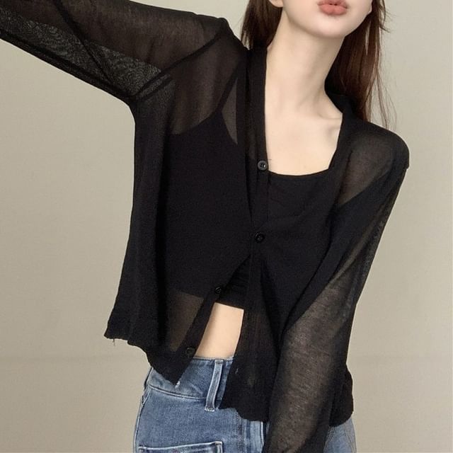 V-Neck Plain Cardigan