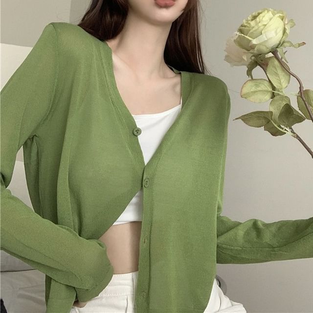 V-Neck Plain Cardigan