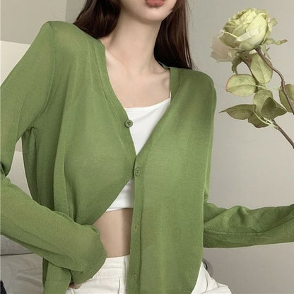V-Neck Plain Cardigan