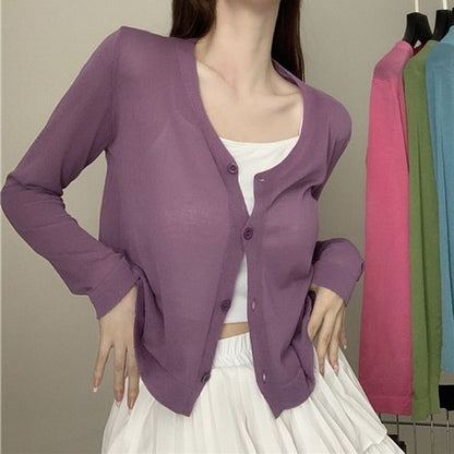 V-Neck Plain Cardigan